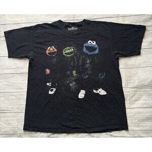 Sesame Street Run DMC Hip Hop T-Shirt Black (Nice Fade) Size XL